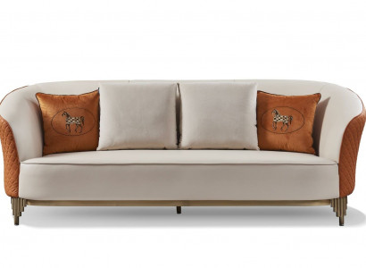 Beige-Orange Living Room Couch Set Luxurious 3+2 Seater 2-piece Set.